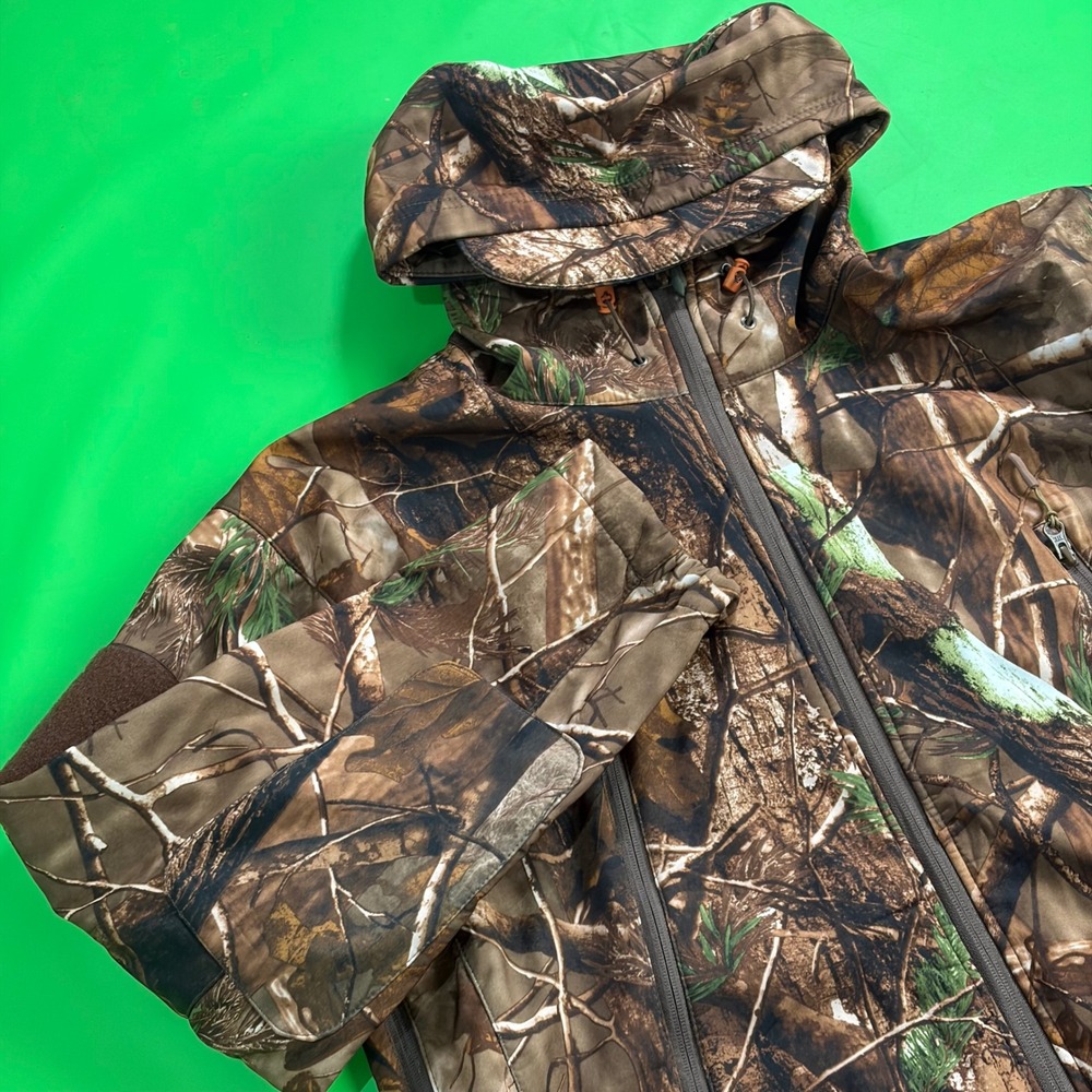 Tactical Series Camo Softshell Hooded Jacket Mens L Hunting Outdoor Utility Coat